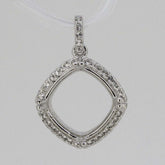 Sterling Silver Semi Mount Pendant Setting Cushion Cu 8x8mm Halo Topaz P464 - Syzjewelry